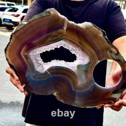 3.76LB Natural Amethyst Agate Crystal Hand cut Piece Specimen Healing