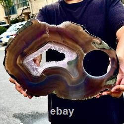3.76LB Natural Amethyst Agate Crystal Hand cut Piece Specimen Healing