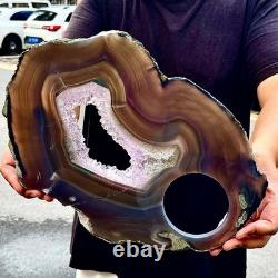 3.76LB Natural Amethyst Agate Crystal Hand cut Piece Specimen Healing