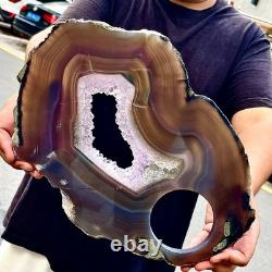 3.76LB Natural Amethyst Agate Crystal Hand cut Piece Specimen Healing