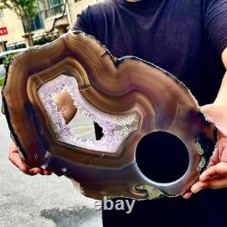 3.76LB Natural Amethyst Agate Crystal Hand cut Piece Specimen Healing
