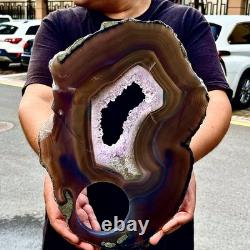 3.76LB Natural Amethyst Agate Crystal Hand cut Piece Specimen Healing