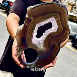 3.76LB Natural Amethyst Agate Crystal Hand cut Piece Specimen Healing