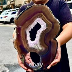 3.76LB Natural Amethyst Agate Crystal Hand cut Piece Specimen Healing
