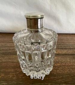3 Piece Antique Crystal Vanity Jars / Bottle / Set Sterling Lids Scent