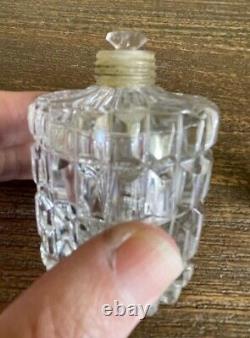 3 Piece Antique Crystal Vanity Jars / Bottle / Set Sterling Lids Scent