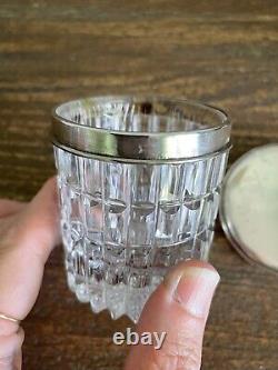 3 Piece Antique Crystal Vanity Jars / Bottle / Set Sterling Lids Scent