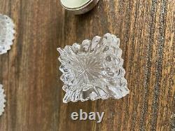 3 Piece Antique Crystal Vanity Jars / Bottle / Set Sterling Lids Scent