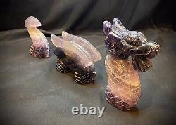 3 Piece Rainbow Fluorite Dragon Serpent 1.2 Kg