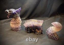 3 Piece Rainbow Fluorite Dragon Serpent 1.2 Kg