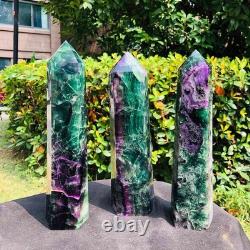 3 Pieces 8.51LB Natural Colour Fluorspar Quartz Crystal Energy Column 1340