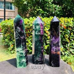 3 Pieces 8.51LB Natural Colour Fluorspar Quartz Crystal Energy Column 1340