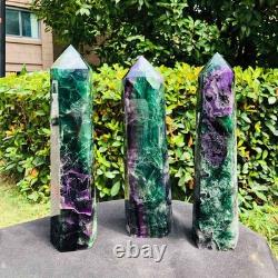 3 Pieces 8.51LB Natural Colour Fluorspar Quartz Crystal Energy Column 1340