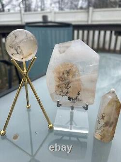 3-pc Natural Clear Dendritic Quartz Crystal. Display
