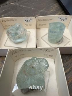 3 piece lot aquamarine crystal specimens