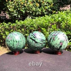 3 pieces 2530g Top Natural Red-Green Treasure Ball Quartz Crystal Healing 2071