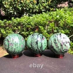 3 pieces 2530g Top Natural Red-Green Treasure Ball Quartz Crystal Healing 2071