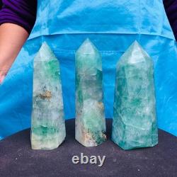 3 pieces 4.92LB Natural fluorite obelisk quartz crystal reiki healing 2727