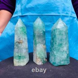 3 pieces 4.92LB Natural fluorite obelisk quartz crystal reiki healing 2727