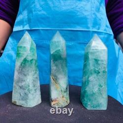 3 pieces 4.92LB Natural fluorite obelisk quartz crystal reiki healing 2727
