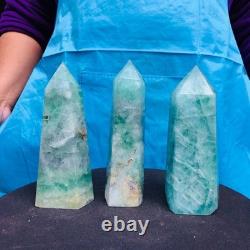 3 pieces 4.92LB Natural fluorite obelisk quartz crystal reiki healing 2727