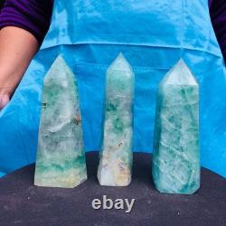 3 pieces 4.92LB Natural fluorite obelisk quartz crystal reiki healing 2727