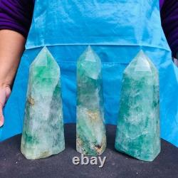 3 pieces 4.92LB Natural fluorite obelisk quartz crystal reiki healing 2727