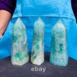 3 pieces 4.92LB Natural fluorite obelisk quartz crystal reiki healing 2727