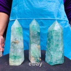 3 pieces 4.92LB Natural fluorite obelisk quartz crystal reiki healing 2727