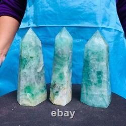 3 pieces 4.92LB Natural fluorite obelisk quartz crystal reiki healing 2727