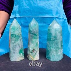3 pieces 4.92LB Natural fluorite obelisk quartz crystal reiki healing 2727