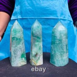 3 pieces 4.92LB Natural fluorite obelisk quartz crystal reiki healing 2727