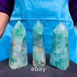 3 pieces 4.92LB Natural fluorite obelisk quartz crystal reiki healing 2727