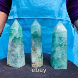 3 pieces 4.92LB Natural fluorite obelisk quartz crystal reiki healing 2727