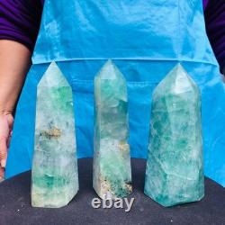3 pieces 4.92LB Natural fluorite obelisk quartz crystal reiki healing 2727