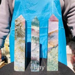 3 pieces 5.25LB Natural Aquatic Agate Crystal Pillar Quartz obelisk Healing 2694