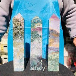 3 pieces 5.25LB Natural Aquatic Agate Crystal Pillar Quartz obelisk Healing 2694