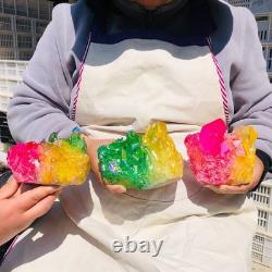 3 pieces 6.02LB Color Flame Electroplate Quartz Crystal Cluster Specimen 720