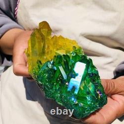 3 pieces 6.02LB Color Flame Electroplate Quartz Crystal Cluster Specimen 720