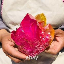 3 pieces 6.02LB Color Flame Electroplate Quartz Crystal Cluster Specimen 720