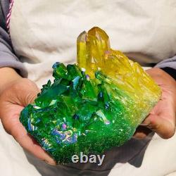 3 pieces 6.02LB Color Flame Electroplate Quartz Crystal Cluster Specimen 720