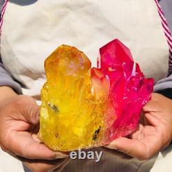 3 pieces 6.02LB Color Flame Electroplate Quartz Crystal Cluster Specimen 720