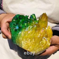 3 pieces 6.02LB Color Flame Electroplate Quartz Crystal Cluster Specimen 720