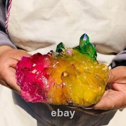 3 pieces 6.02LB Color Flame Electroplate Quartz Crystal Cluster Specimen 720