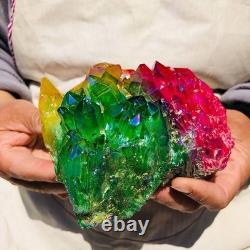 3 pieces 6.02LB Color Flame Electroplate Quartz Crystal Cluster Specimen 720