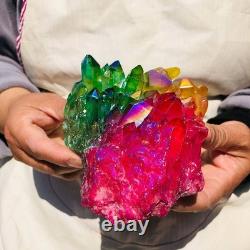 3 pieces 6.02LB Color Flame Electroplate Quartz Crystal Cluster Specimen 720