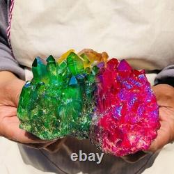3 pieces 6.02LB Color Flame Electroplate Quartz Crystal Cluster Specimen 720