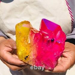 3 pieces 6.02LB Color Flame Electroplate Quartz Crystal Cluster Specimen 720