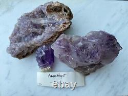 3 pieces Crystal Allies Natural Specimens Amethyst Crystal Cluster from Morroco