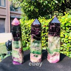 3piec 5.17LB Natural Fluorite crystal Hexagonal point Column Healing Reiki 1341
